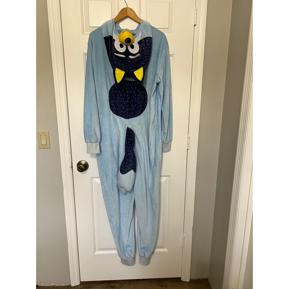Bluey Bandit Heeler Adult Union Suit Costume Spirit Halloween Blue S/M Plush
